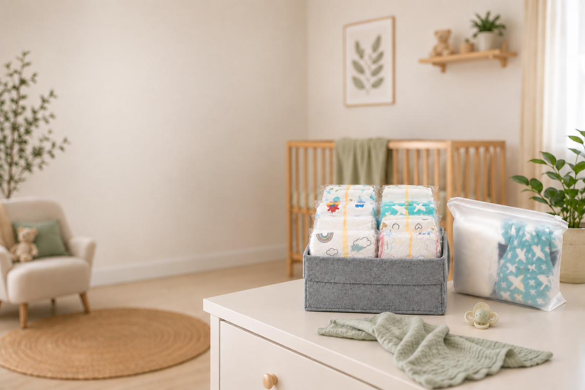 Mom and baby at home with New Bums